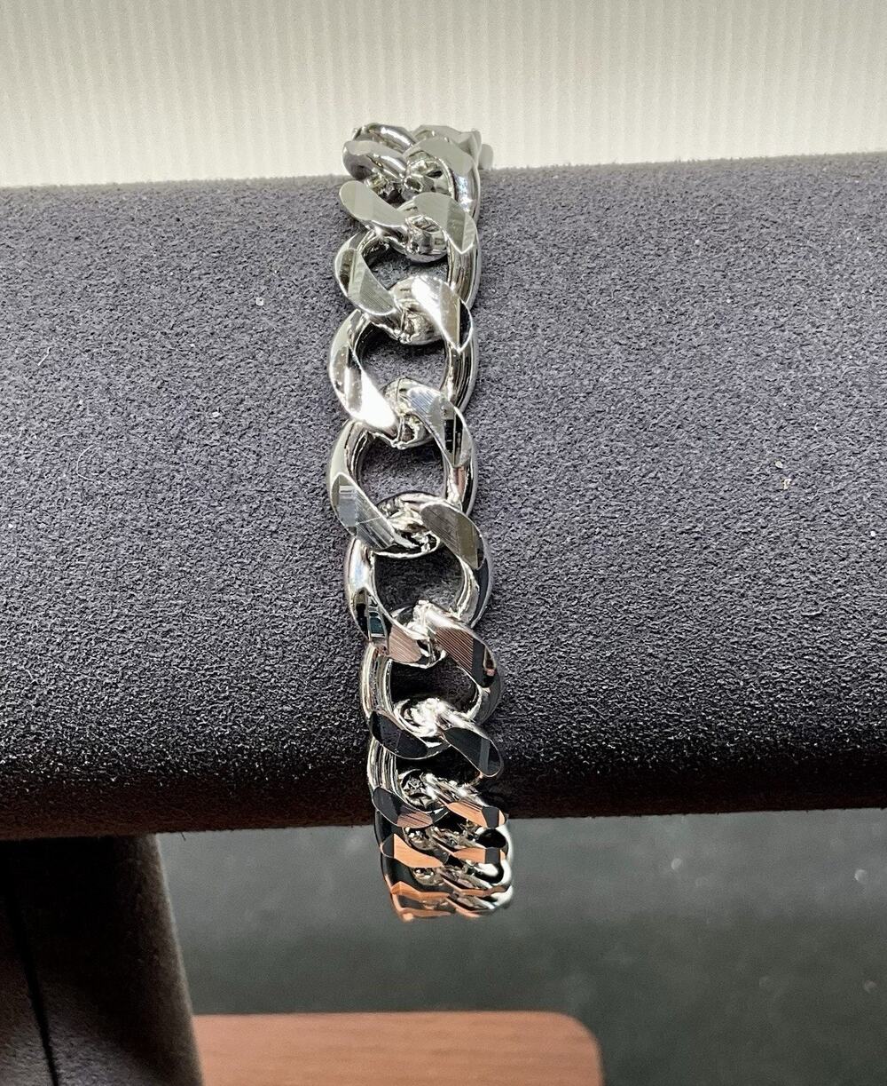 Sterling Silver .925 Chunky Curb-Link Chain Bracelet Size 7.25” 26g. NEW